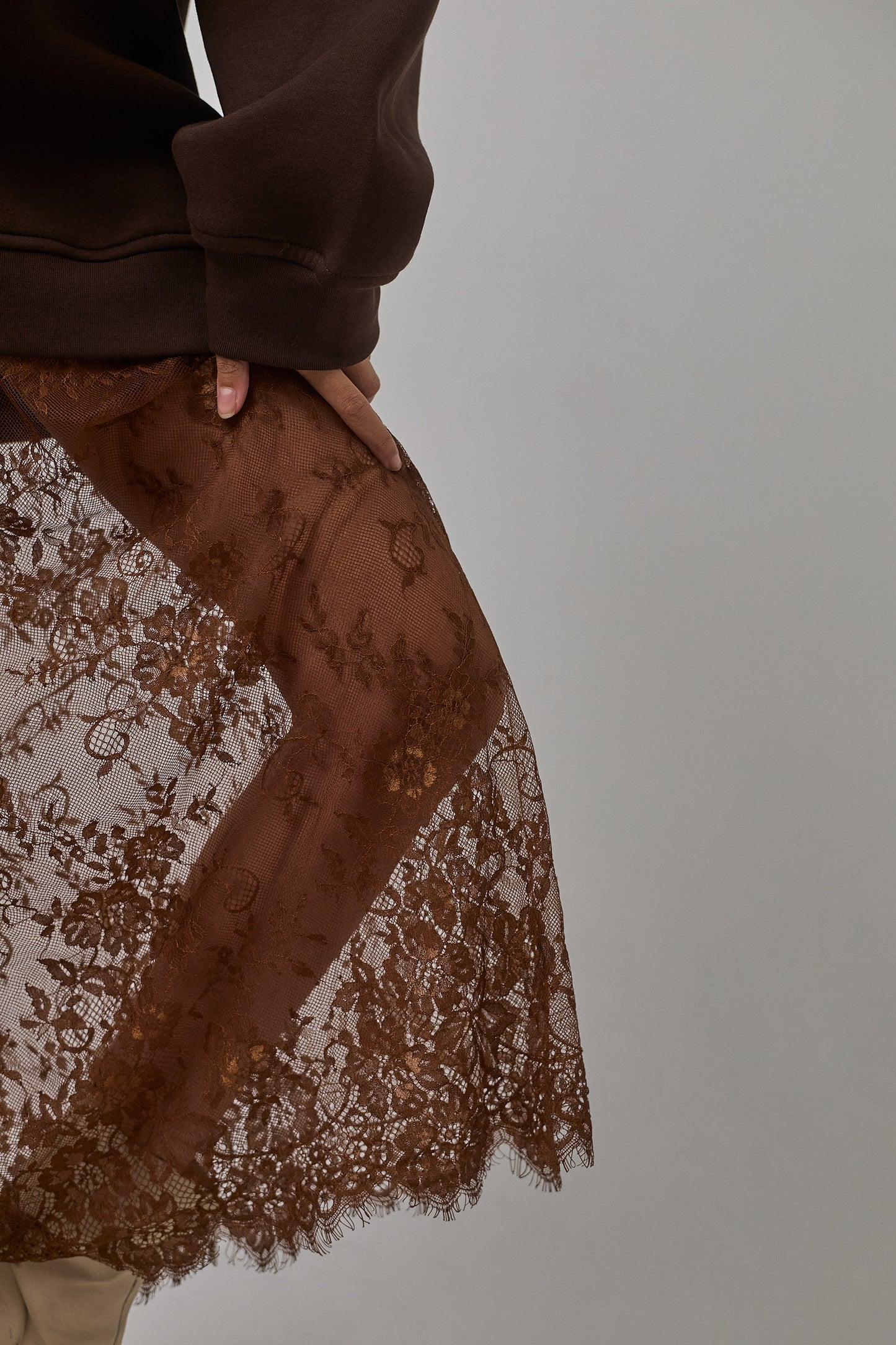 Laced Hoodie Dress, Brown