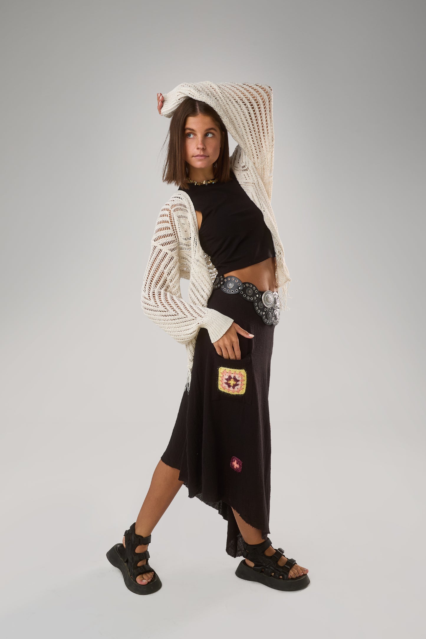 Granny Pocketed Skirt, Black