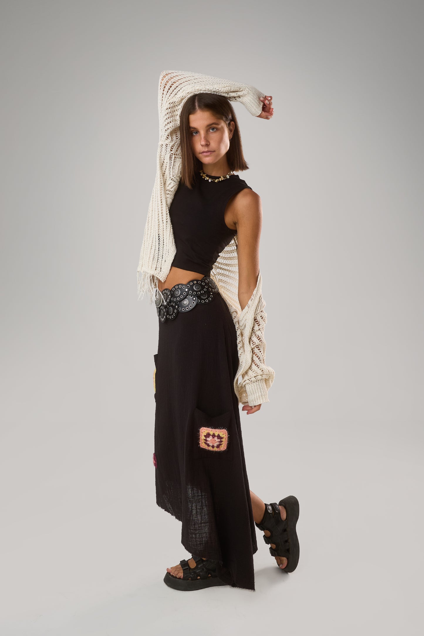 Granny Pocketed Skirt, Black