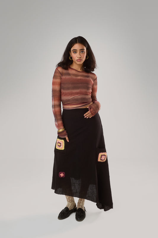 Granny Pocketed Skirt, Black