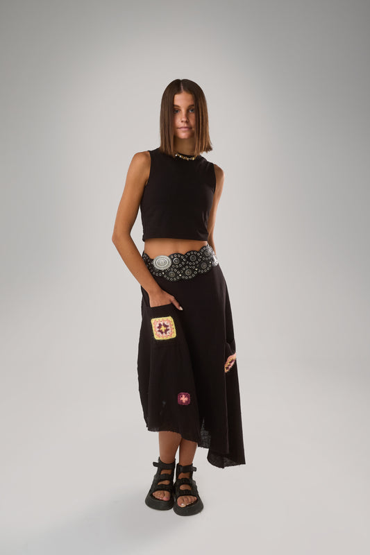Granny Pocketed Skirt, Black